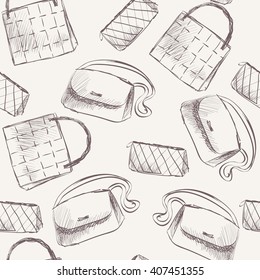 trendy fashion  handbags.  Fashionable Hand drawn illustration.