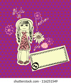 trendy fashion. little  girl  in fashionable clothes.