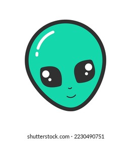 Trendy fashion patch or badge of alien illustration. Cute alien sticker. Style, embroidery concept