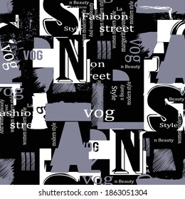 Trendy fashion print beauty modern women text seamless pattern