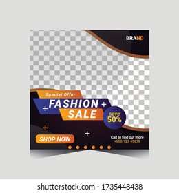 Trendy Fashion  promotion square web banner for social media template 