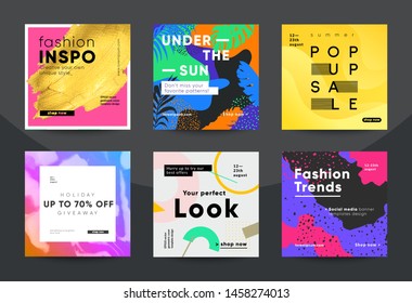 Trendy fashion sale banners for social media post. Eps10 vector. 