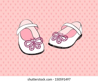 trendy fashion  shoes.  Fashionable Hand drawn illustration.