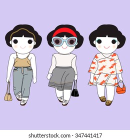 Trendy Fashion Spring And Fall Wonder Girls Character illustration