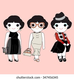 Trendy Fashion Spring And Fall Wonder Girls Character illustration