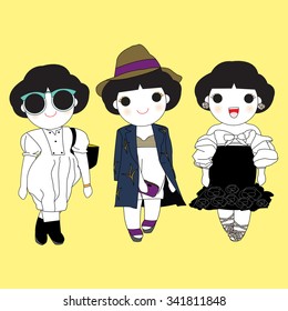 Trendy Fashion Spring Wonder Girls Character illustration