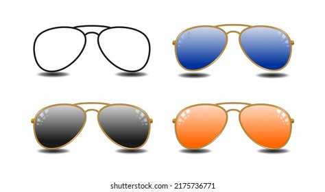 trendy fashion sunglasses isolated on white background. Vector collection