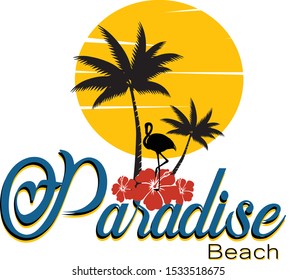 trendy fashion t-shirt beautiful design paradise beach text summer time
