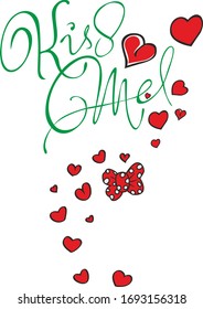 Trendy fashion T-shirt print for textile kiss me text draw design pattern