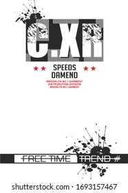 Trendy fashion T-shirt print for textile cxr text draw design pattern