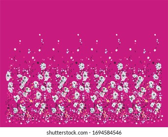 Trendy fashion T-shirt print for textile flower draw design pattern