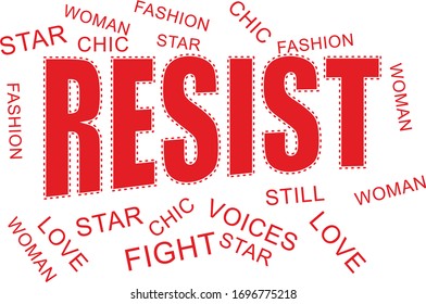 Trendy fashion T-shirt print for textile resist text draw design pattern
