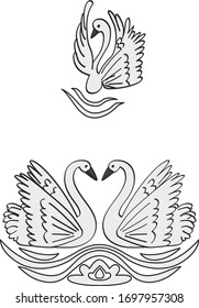 Trendy fashion T-shirt print for textile swan draw design pattern