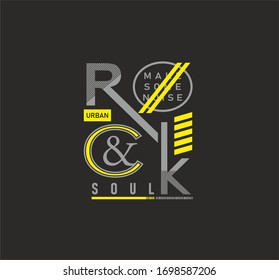 Trendy fashion T-shirt print for textile rock text draw design pattern