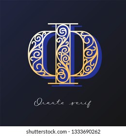 Trendy fashionable ornate serif typeface. Decorative letter with shadow. good for wedding invitations, fashion typographic projects. vector illustration.