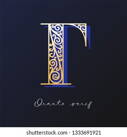 Trendy fashionable ornate serif typeface. Decorative letter with shadow. good for wedding invitations, fashion typographic projects. vector illustration.