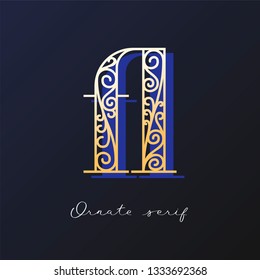 Trendy fashionable ornate serif typeface. Decorative letter with shadow. good for wedding invitations, fashion typographic projects. vector illustration.