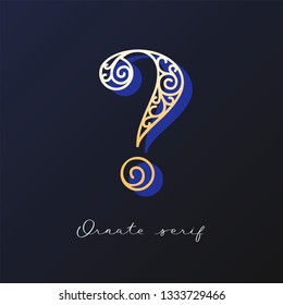 Trendy fashionable ornate serif typeface. Decorative letter with shadow. good for wedding invitations, fashion typographic projects. vector illustration.