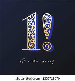 Trendy fashionable ornate serif typeface. Decorative letter with shadow. good for wedding invitations, fashion typographic projects. vector illustration.