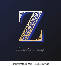Trendy fashionable ornate serif typeface. Decorative letter with shadow. good for wedding invitations, fashion typographic projects. vector illustration.