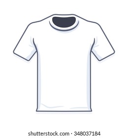 Trendy fashioned white t-shirt template. Vector illustration.