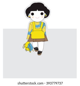 Trendy Fashionista Girl Character Paper Note Design illustration set