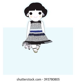 Trendy Fashionista Girl Character Paper Note Design illustration set