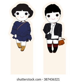 Trendy Fashionista Girls Post-it Bookmark Stickers Character Design illustration set