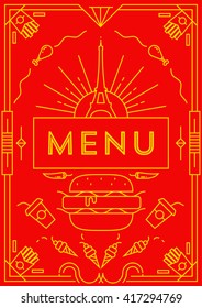 Trendy Fast Food Menu Design with Linear Icons