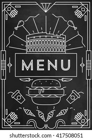 Trendy Fast Food Menu Design with Linear Icons