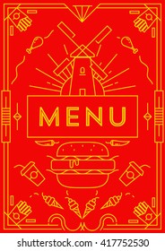 Trendy Fast Food Menu Design with Linear Icons