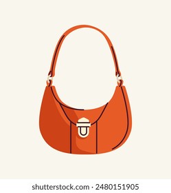 Trendy female bag. Stylish red clutch for women. Beauty, elegance and aesthetics. Fashionable accessory. Advertising for boutique. Cartoon flat vector illustration isolated on white background