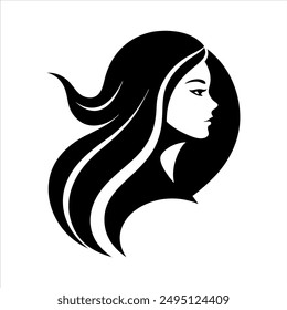 Trendy Female Silhouette Vector Illustration Logo Hair And Face Beautiful