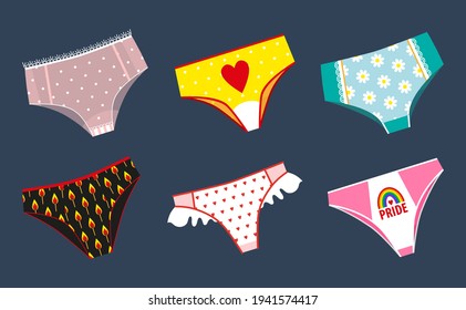 Premium Vector Set Of Women Panties Underwear Types String Thong