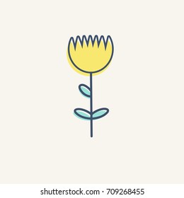Trendy field flower icon in flat design.