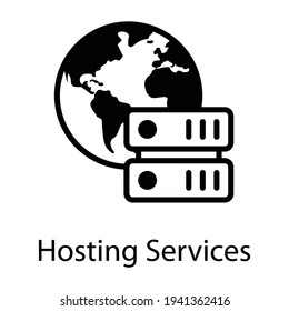 Trendy filled icon of hosting services worldwide data server