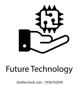 A Trendy Filled Vector Of Future Technology Hand Holding Microchip 