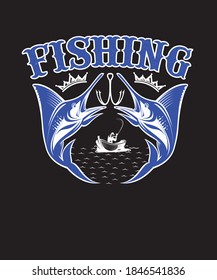 Trendy fishing t-shirt design template