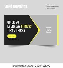 Trendy fitness banner template design for youtube channel video cover, muscle body youtube thumbnail banner template design, editable vector eps 10 file format