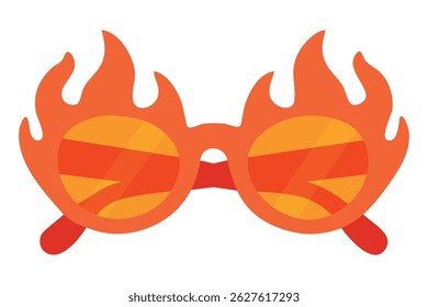 Trendy flame shaped sunglasses with orange frame and lenses, bold flat style for summer designs.
