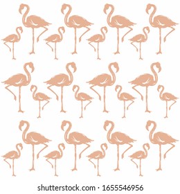 Trendy Flamingo Background. Tropical Pattern Seamless