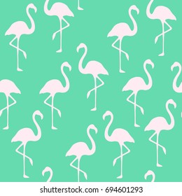 Trendy Flamingo Background. Tropical Pattern Endless