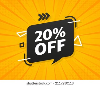 Trendy Flat Advertising With 20 Percent Discount Flat Badge For Promo Design. Poster Badge. Business Design. Vector Illustration