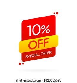 Trendy flat advertising with discount off label for promo design. Banner trendy illustration. Vector illustration.