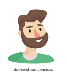 Trendy flachen Charakter Cartoon Mann Gesicht. Flache Cartoon Business Erfolg Illustration. Schöne Trendy Vektorillustration Illustration. menschliches Gesicht, großartiges Design für jeden Zweck.