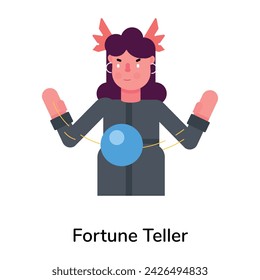 Trendy flat character icon of a fortune teller 