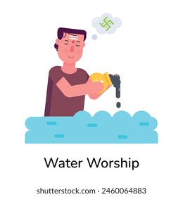 Trendy flache Charakter-Ikone der Wasserverehrung 