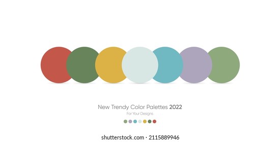 Trendy flat color palette 2022 for fashion, home, interiors design, web design, mobile application, social media template, UX and Ui designs, drawing. 