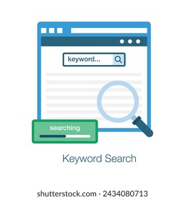 Ein trendiges flaches Konzept-Icon der Keyword-Suche, modernes Vektor-Design