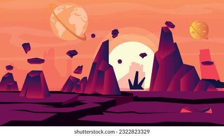 Diseño plano de moda del planeta alienígena 